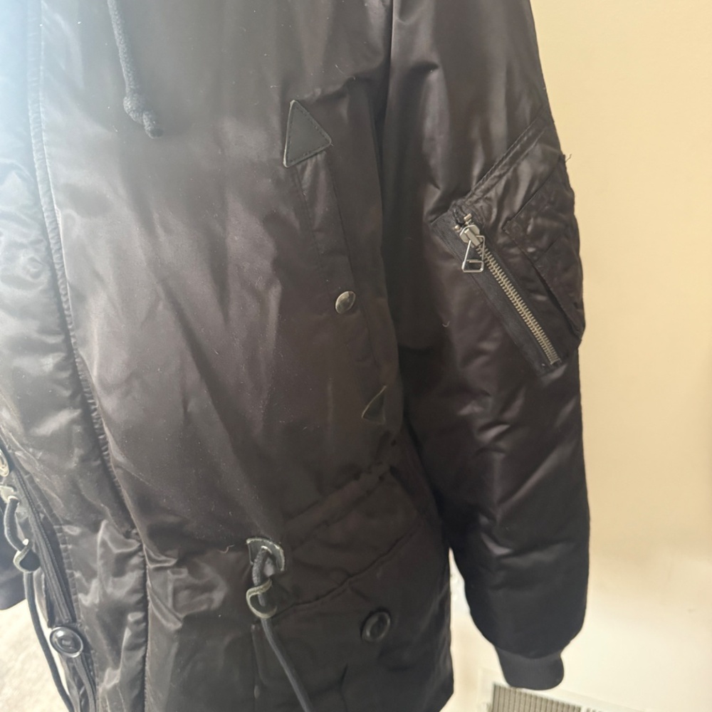 RALPH LAUREN Down Fill Black Parka Fur Lined Hood M - Picture 3 of 7